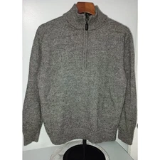 DANIEL CREMIEUX Grey Men's Sweater Quarter Zip 100% Alpaca Signature Knit Size M
