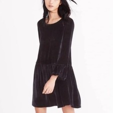Madewell Velvet Bell Sleeve Dress Mini Babydoll Silk Blend Women’s Size Small