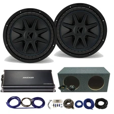 Kicker 44CVX122 CompVX Subwoofers with 43CXA18001 Amplifier & Rear Fire Sub Box