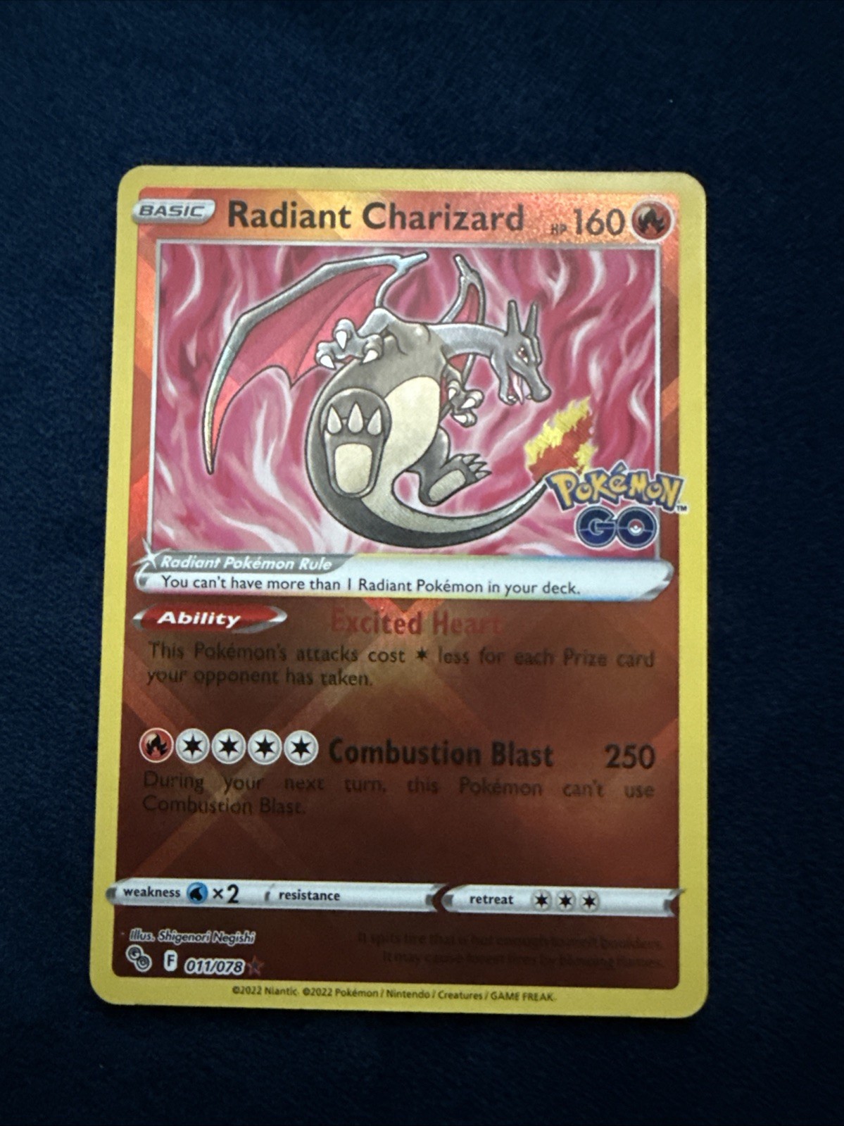 Pokemon Go Radiant Charizard #11/78 PSA 10 Mint Holo Card TCG 2022
