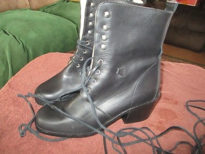 Kenneth Cole Women Lace Up Black Boots Size 9 1/2 Made in Spain 07112