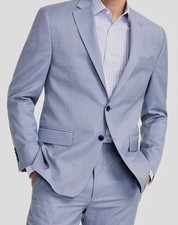 Michael Kors Men's Blue Classic-Fit Wool Stretch Suit Jacket Size 42S