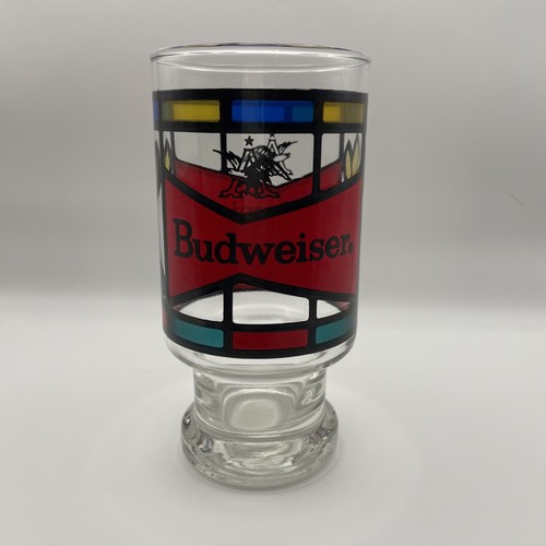 Vintage Budweiser square footed stained glass tulip glass
