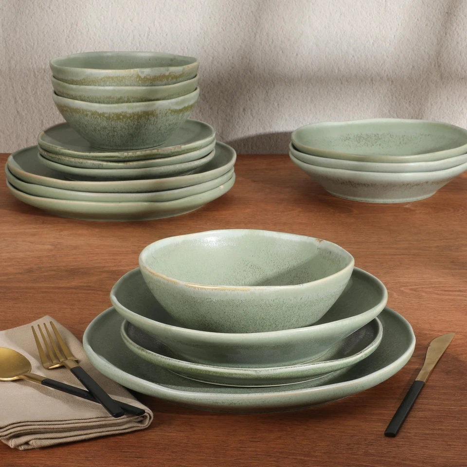 Island Cove 16 Piece (Service for 4) Plates and Bowls Reactive Glaze Organic ... - Image 2 of 4