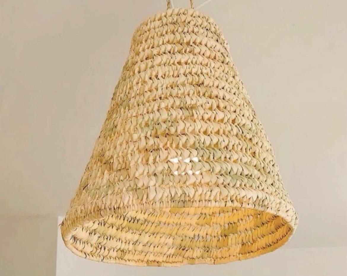 Lustre palmier artisanal fait main 40cm en rotin naturel pour salon élégant