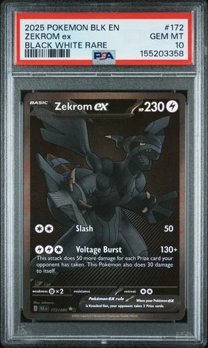 Zekrom EX 172/086 - Pokémon TCG - SV Black Bolt - Black White Rare - PSA 10