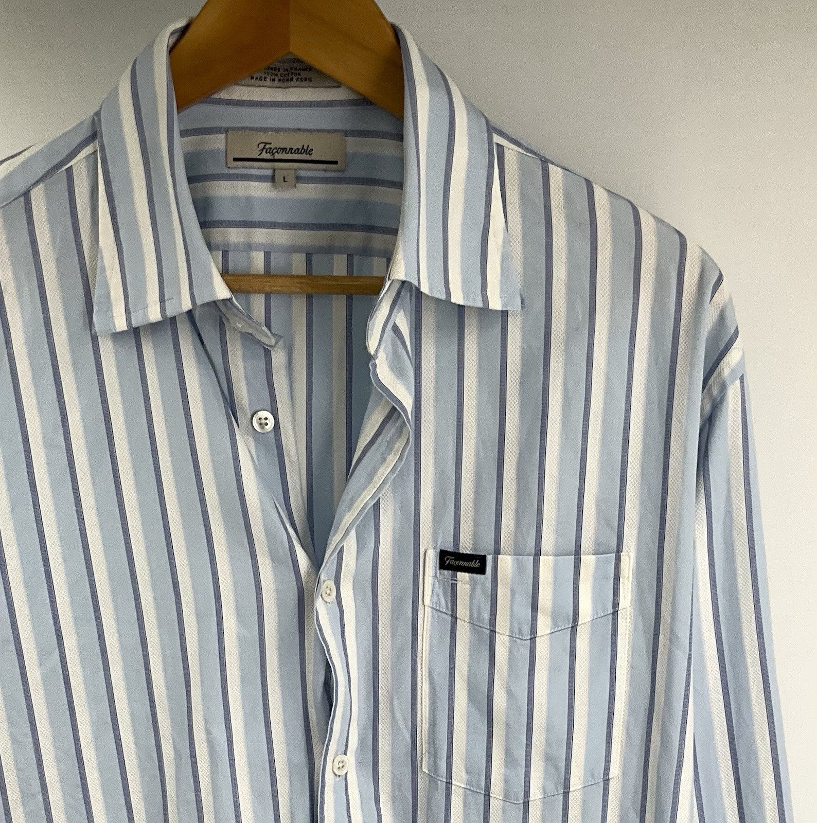 Faconnable Blue Stripes Button Down Long Sleeve S… - image 4