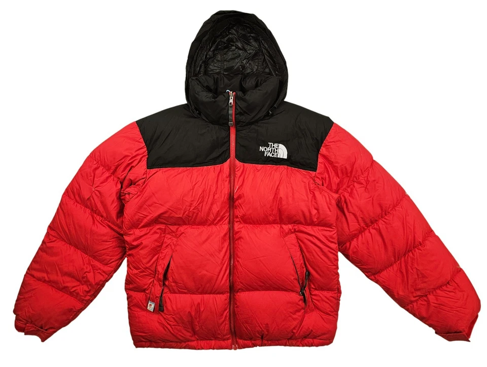 *HOT VTG Men's THE NORTH FACE @ 700 NUPTSE DOWN HOODED PUFFER RED BLACK Jacket M - Image 2 of 4