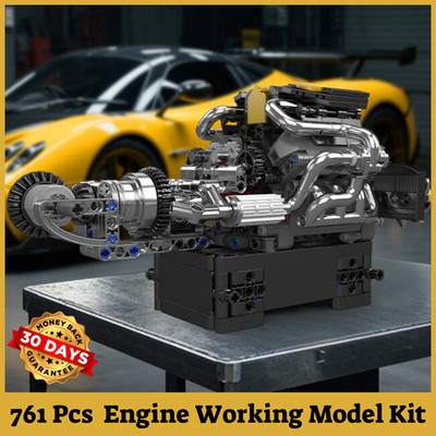 761 Pcs Visible V8 Internal Combustion Ohc Engine Motor Working Model DIY Kit