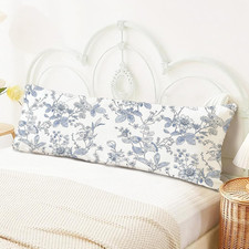 Vintage 20x54 Body Pillow Cover with Zipper, Blue and White Chinoiserie