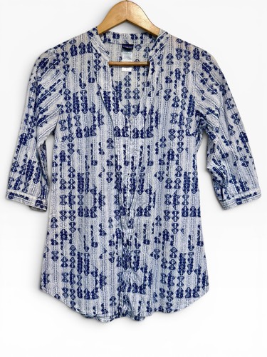 Patagonia White and Blue Blouse