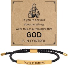 God Is In Control Bracelet Set Inspirational Bracelets for Women Men Adjustable