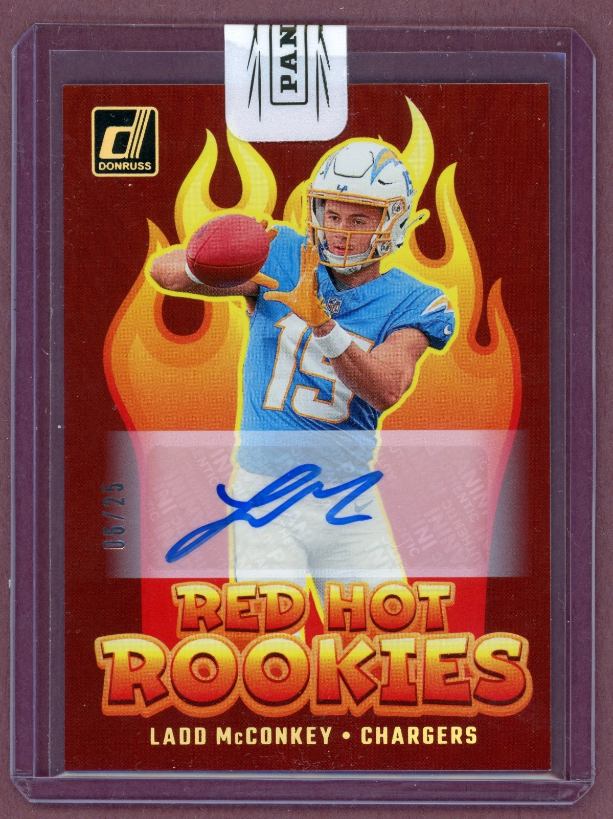 Ladd McConkey Red Hot Rookies Auto /25 2024 Donruss Panini Redemption Card