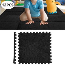 12pcs Foam Floor Puzzle Exercise Mat Black Interlocking EVA Tiles Non-slip mat