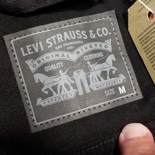 NWT LEVIS TRUCKER JACKET BLACK ON BLACK DENIM WOMENS MEDIUM SRI LANKA - Picture 7 of 15