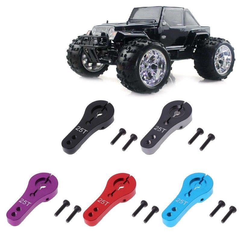 YINETTECH 4 pezzi 25T Servo Horn Arm in lega di alluminio Servo Braccio sterzo lato singolo M3 fili per auto RC scala 1/10 compatibile con servomotori Futaba, nero