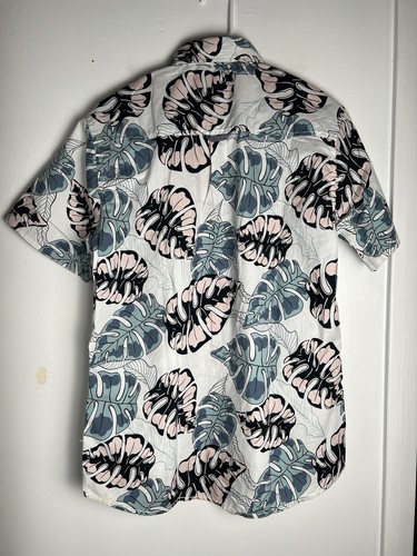 Free Planet Shirt Mens M Short Sleeve Button Up Forever Sun Hawaiian Monstera - 第 3/14 張圖片