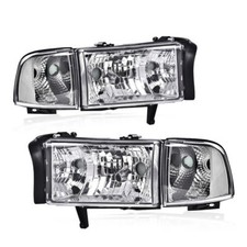 Clear Corner Chrome Headlights Assembly Fit For 94-02 Dodge Ram 1500 2500 3500 Clear Corner Chrome Headlights Assembly Fit For 94-02 Dodge Ram 1500 2500 3500