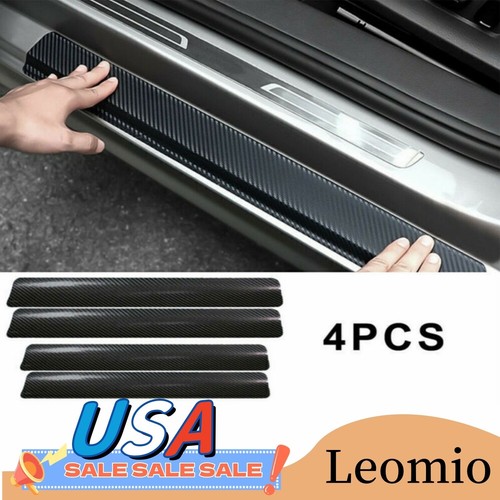 4X Accessories Carbon Fiber Car Door Plate Sill Scuff Cover Anti Scratch Sticker