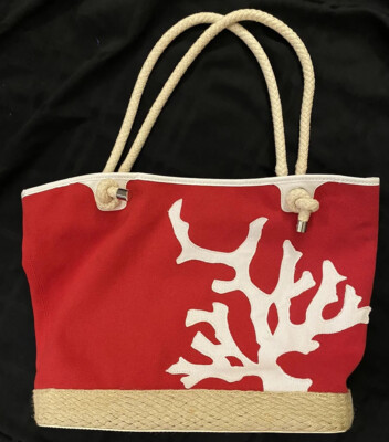 Talbots red tote/purse Hand Bag Boho Beach Vacation Cruise