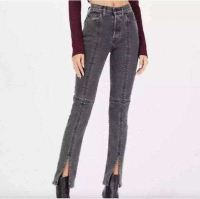 Cotton Citizen Vicki High Rise Button Fly Spit Leg Gray Jeans Sz 24Wx29L Slim