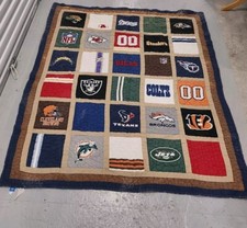 Pottery Barn PB Teen NFL Football Team Logos Quilt Blanket 62" x 74"