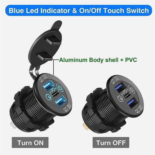 12V 24V Dual QC 3.0 USB + PD Type-C Fast Car Charger Socket Adapter Power Outlet - Picture 10 of 11