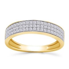 1/4ct Natural Round Diamond Pave Wedding Mens Band Ring in 10K Yellow Gold