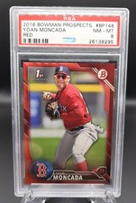2016 Bowman Yoan Moncada 1st Prospect Red #/5 #BP148 PSA 8 Red Sox U853