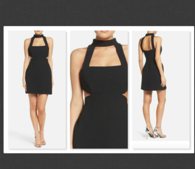 NEW  $328 JILL STUART Choker Halter Dress Black Cutout Mini  Size 10
