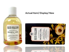 Blue Stallion Peach Brulee Body Oil 8.45 oz Almond Milk & Honey Base -New Sealed