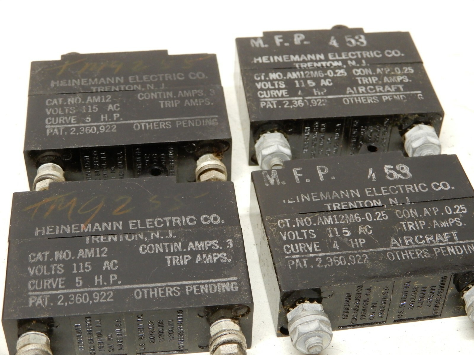 Heinemann Electric Co AM12 (2) AM12M60.25 (2) Panel Mount Breakers 3