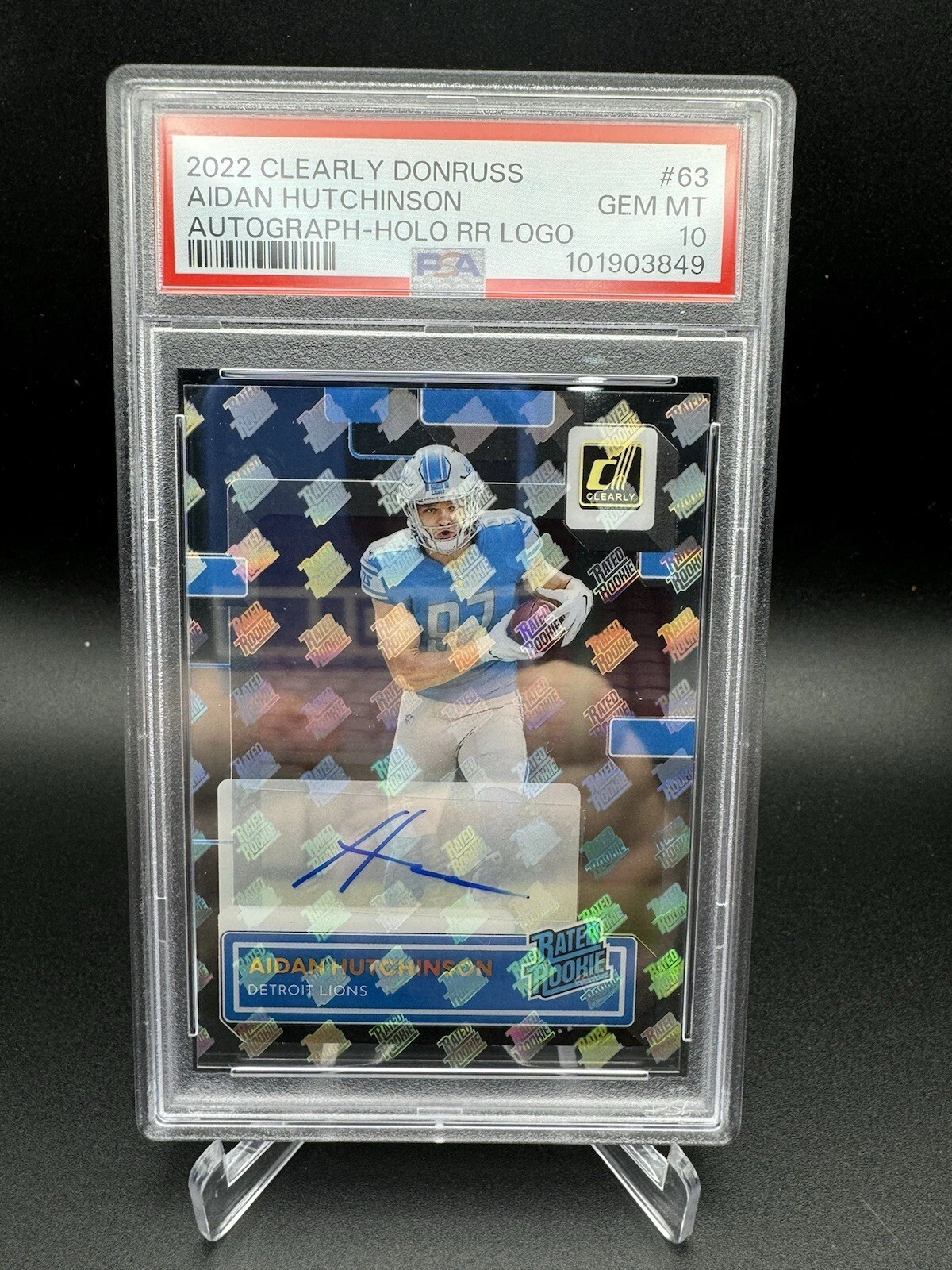 Aidan Hutchinson Panini Clearly Donruss #63 Autograph-Holo RR Logo
