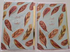 FALL AUTUMN GREETING CARDS 3-D LEAF Set of 2 Blank Inside "Just A Note"