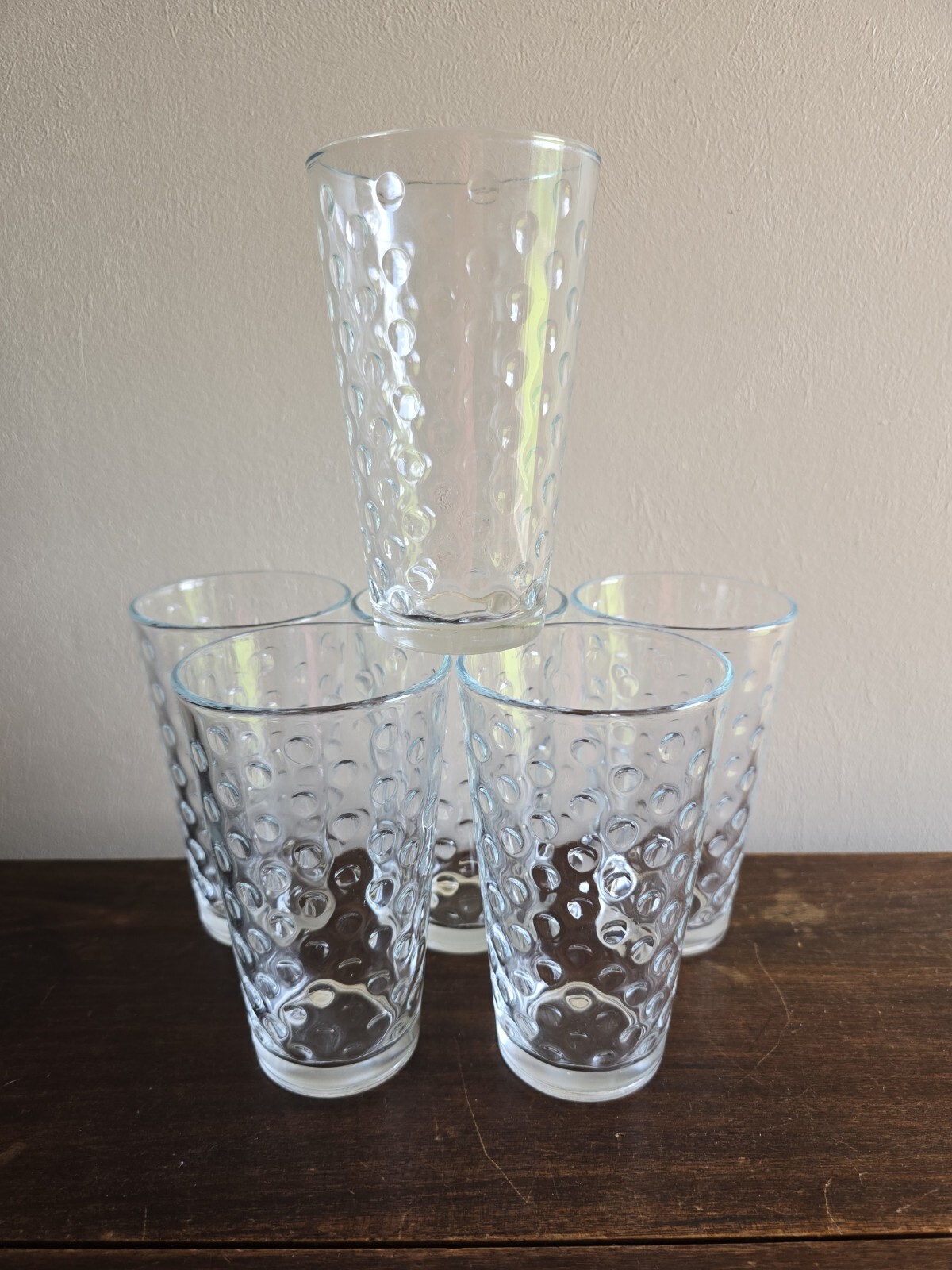 Libbey AWA Polka Dot Clear Optic Tumblers Set of 6