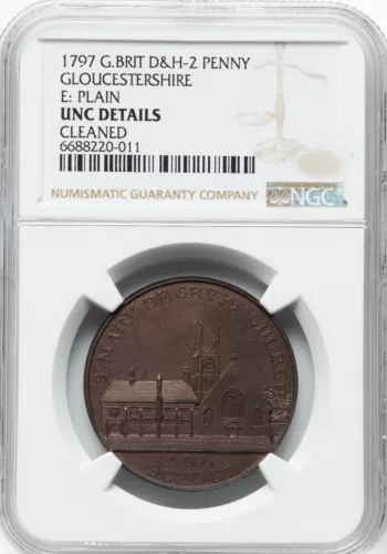 Great Britain - 1797 Gloucester Penny Token - NGC UNC Details - BEAUTIFUL COLOR!