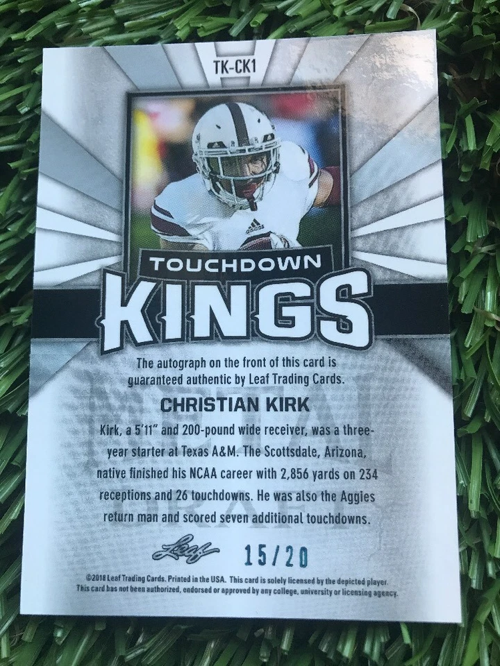 2018 Leaf Metal Draft BLUE Touchdown Kings Refractor Auto - CHRISTIAN KIRK 15/20 - Image 2 of 2