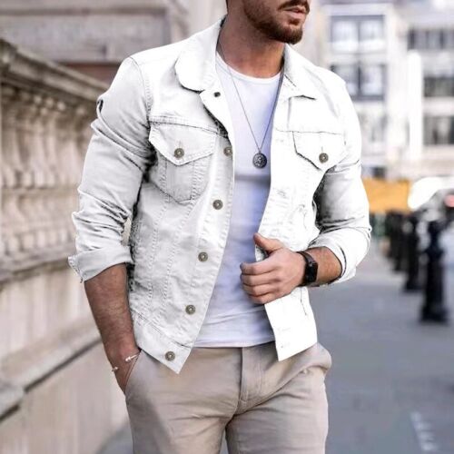 Multi-pocket Denim Jacket Denim Workwear Jacket Top Coat Spring AutumnMen Slim $ - Picture 27 of 28