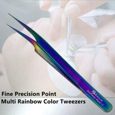Stainless Steel Multi Rainbow Color 3D Eyelash Extension Tweezers Pro Straight