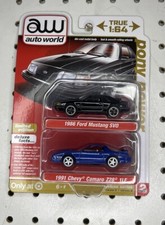 aw auto world 1:64 1986 Ford Mustang SVO And 1991 Chevy Camaro Z28 1LE Limited