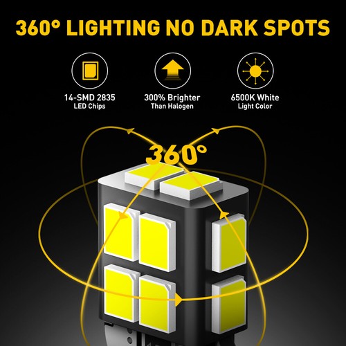 10X White WATERPROOF BRIGHT LED T10 194 168 W5W 14smd LIGHT BULB Globe Canbus - Picture 2 of 11