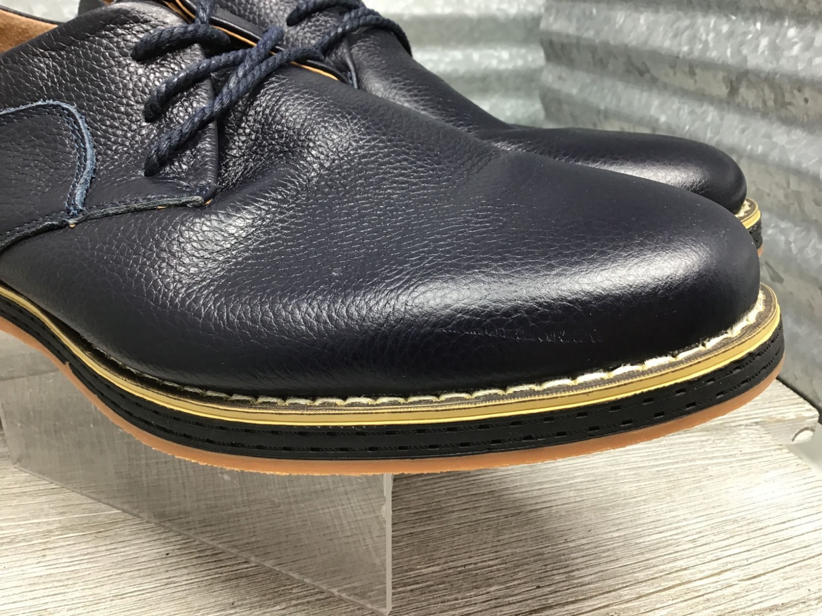 SAOLA Mohem Derby scarpa elegante pelle uomo blu pelle bovina comoda flessibile taglia 9 5