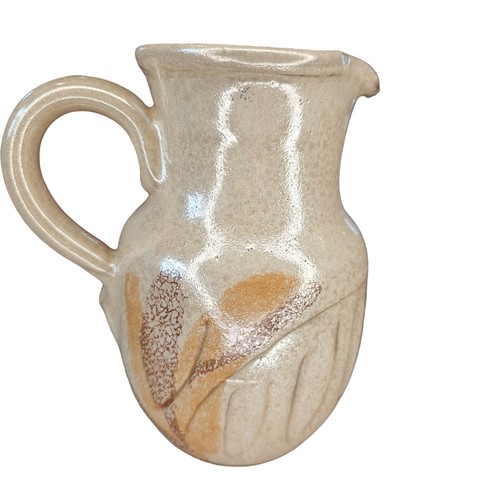 Brocca ceramica Vallauris ceramica La Roue crema smaltata francese neutra alta 6" - Foto 5 di 15