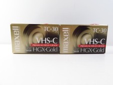 2 Maxell TC-30 VHS-C Premium High Grade HGX-Gold Camcorder Tapes New/sealed