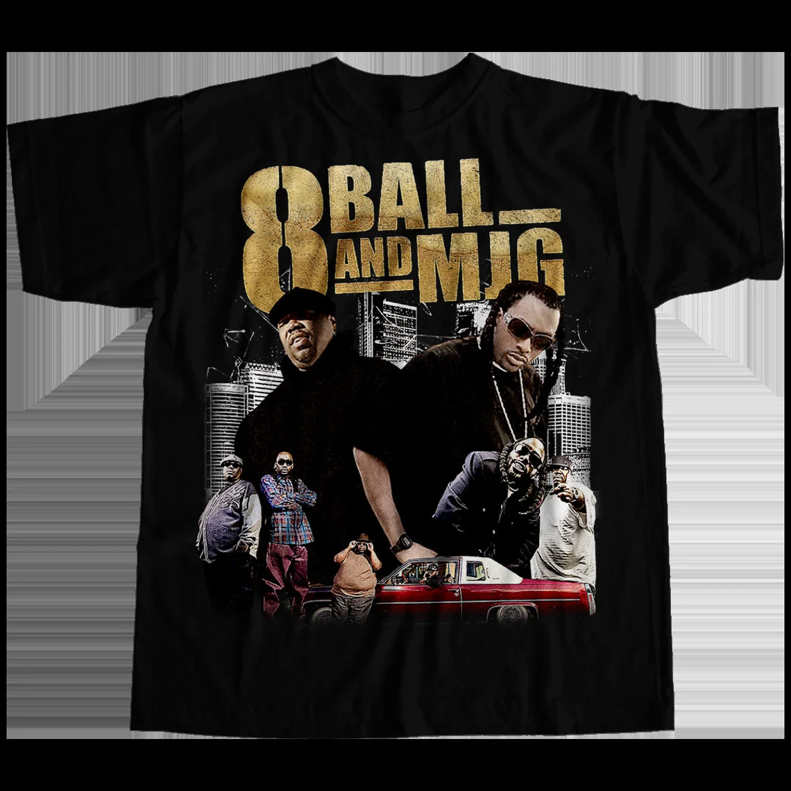 8Ball & MJG Unisex Black Cotton T-Shirt Available in Sizes S-5XL