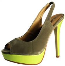 Odeon Neo Peeptoe Heels Taupe Neon Slip on Peep Toes Ladies high Heel Shoes