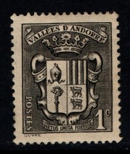 Andorra French Post 1936 1c Arms SGF83 Mint