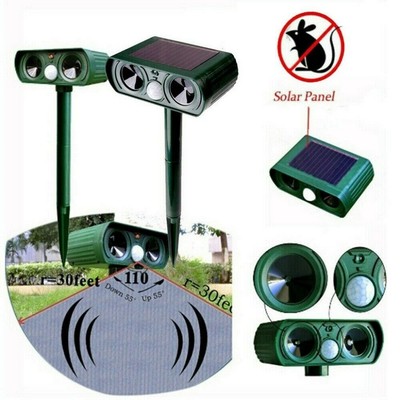 Solar Ultrasonic Garden Deterrent Repeller Animal Bird Cat Scarer Pest Fox Dog