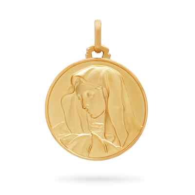 18k Gold Medal Our Lady of Sorrows Medallion Pendant Religious from Vatican