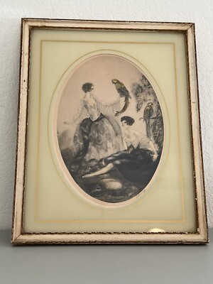 Oval Framed Louis Icart Style Art Deco Prints Signed J. Henricy